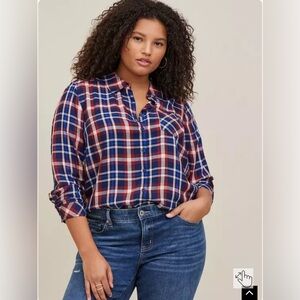 Torrid Lizzie Rayon Twill Button-Up Long Sleeve Shirt, size 3